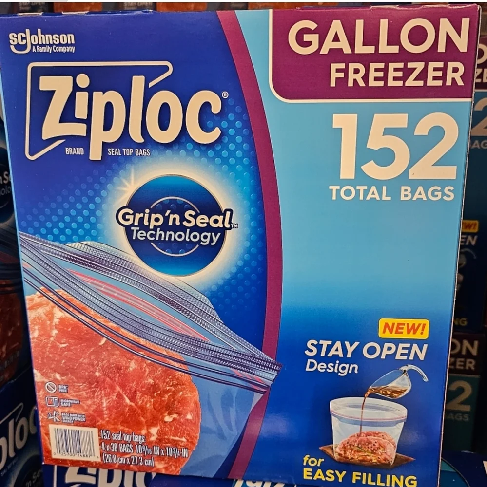 Ziploc Double Zipper Freezer Bag, Gallon, 38-count, 4-pack